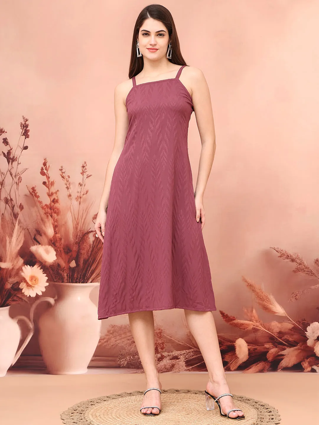 Purple Color Self Design  Ethnic Dress