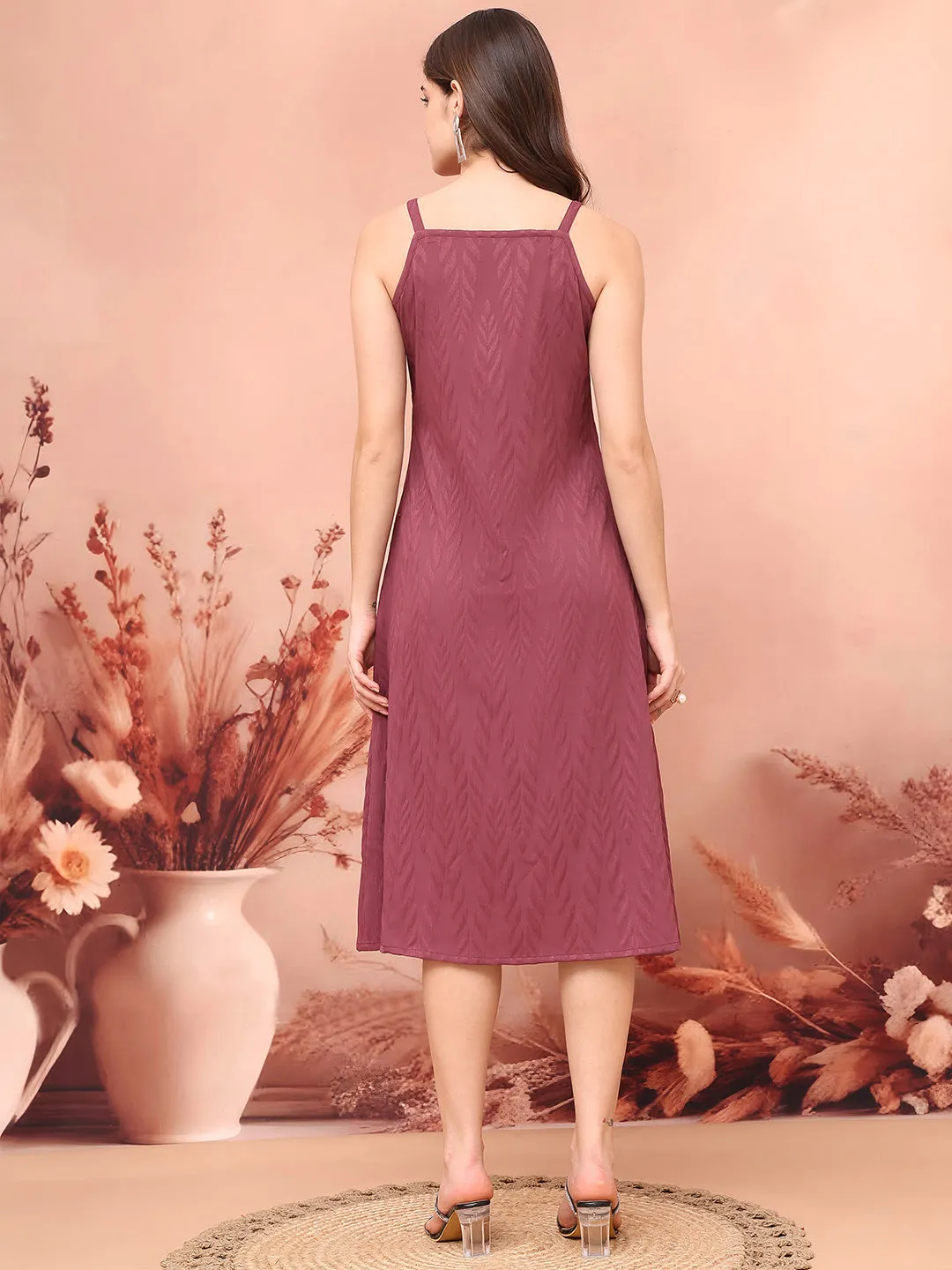 Purple Color Self Design  Ethnic Dress