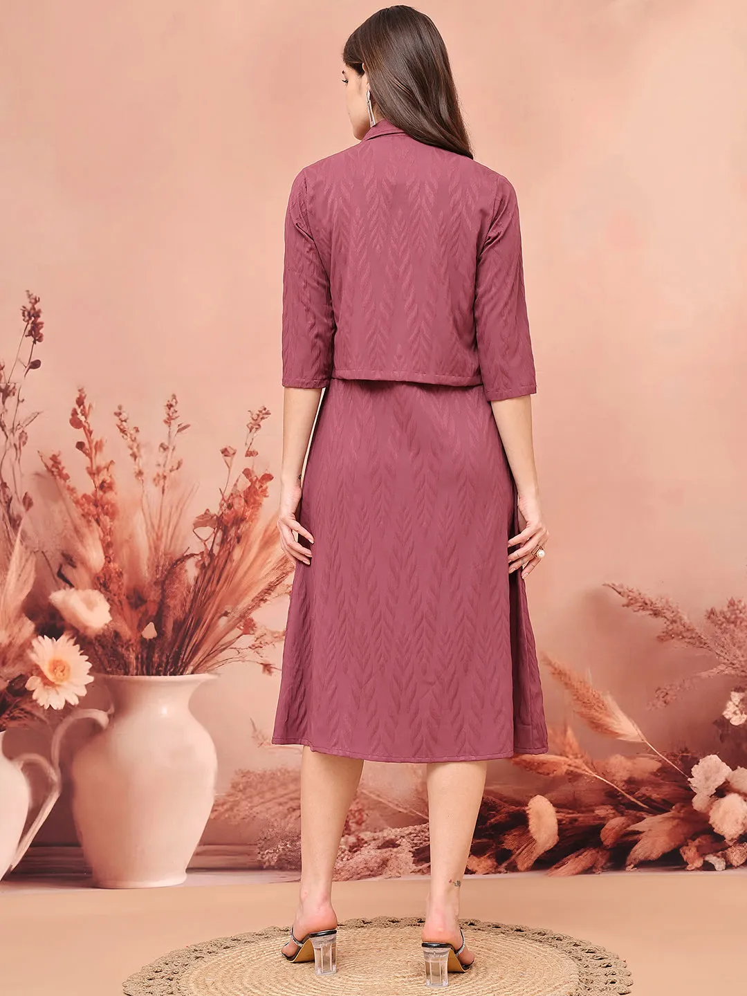 Purple Color Self Design  Ethnic Dress