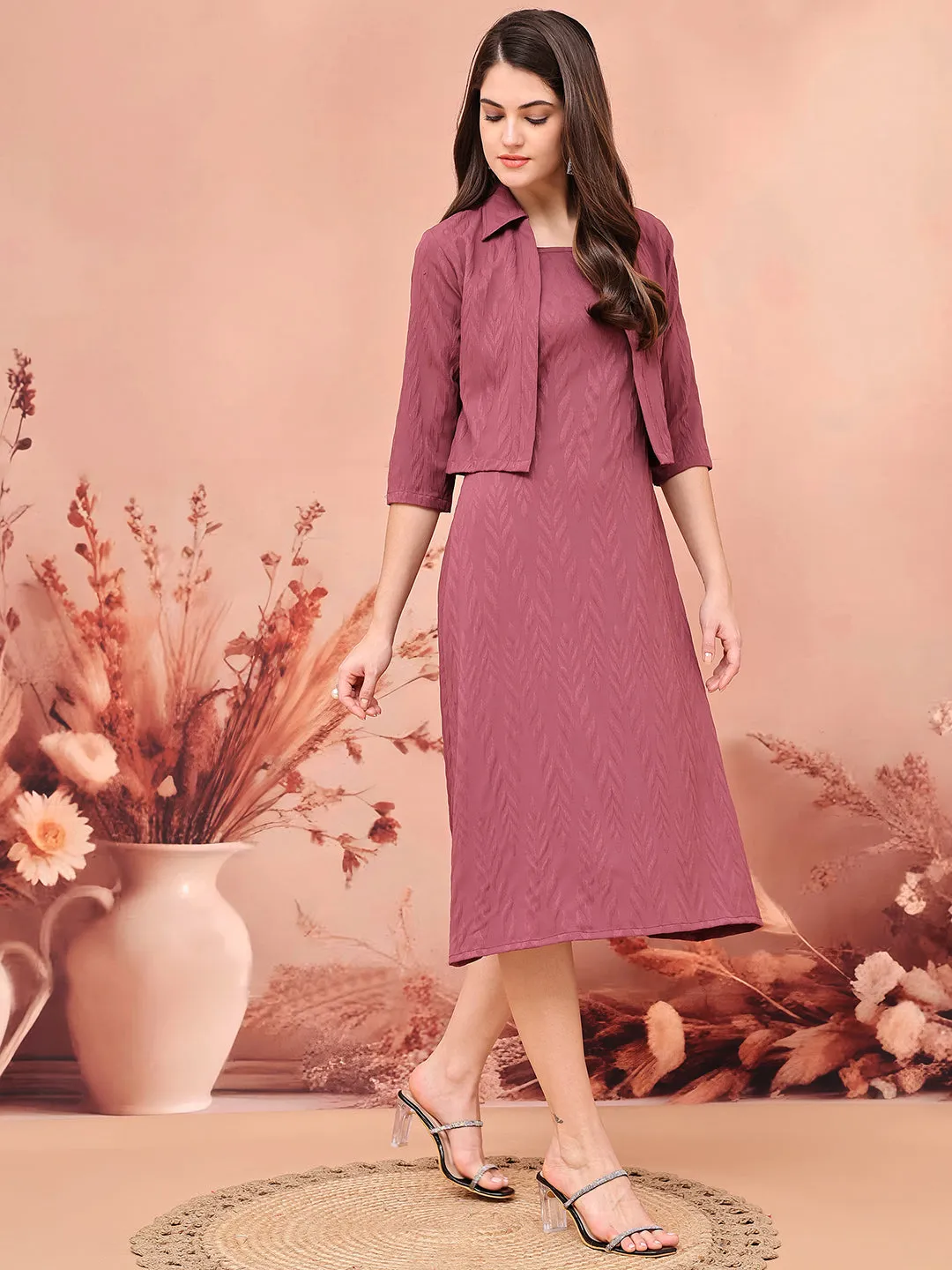 Purple Color Self Design  Ethnic Dress