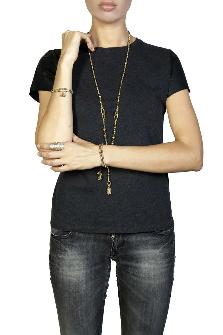 Pyrite and Gold Lariat