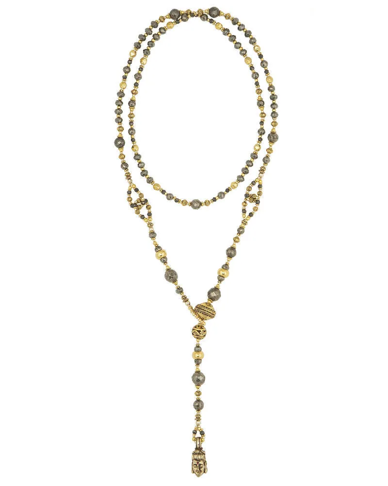 Pyrite and Gold Lariat