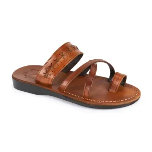 Rachel - Leather Criss Cross Sandal | Honey