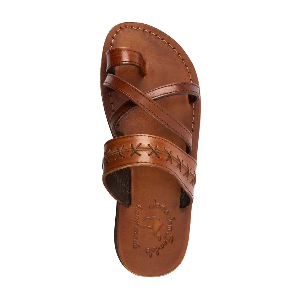 Rachel - Leather Criss Cross Sandal | Honey