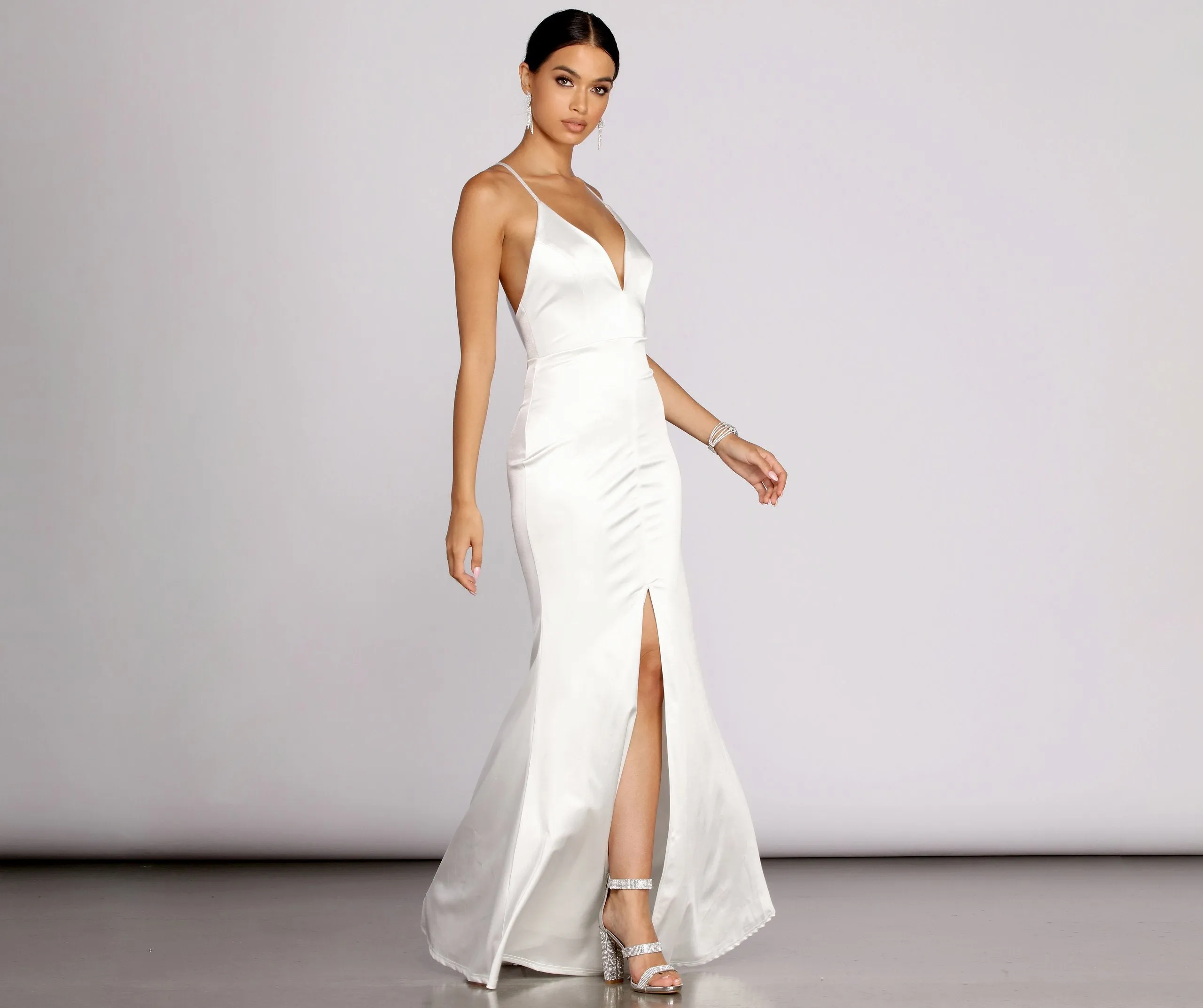 Raelynn Satin Stylish Cross Strap Dress