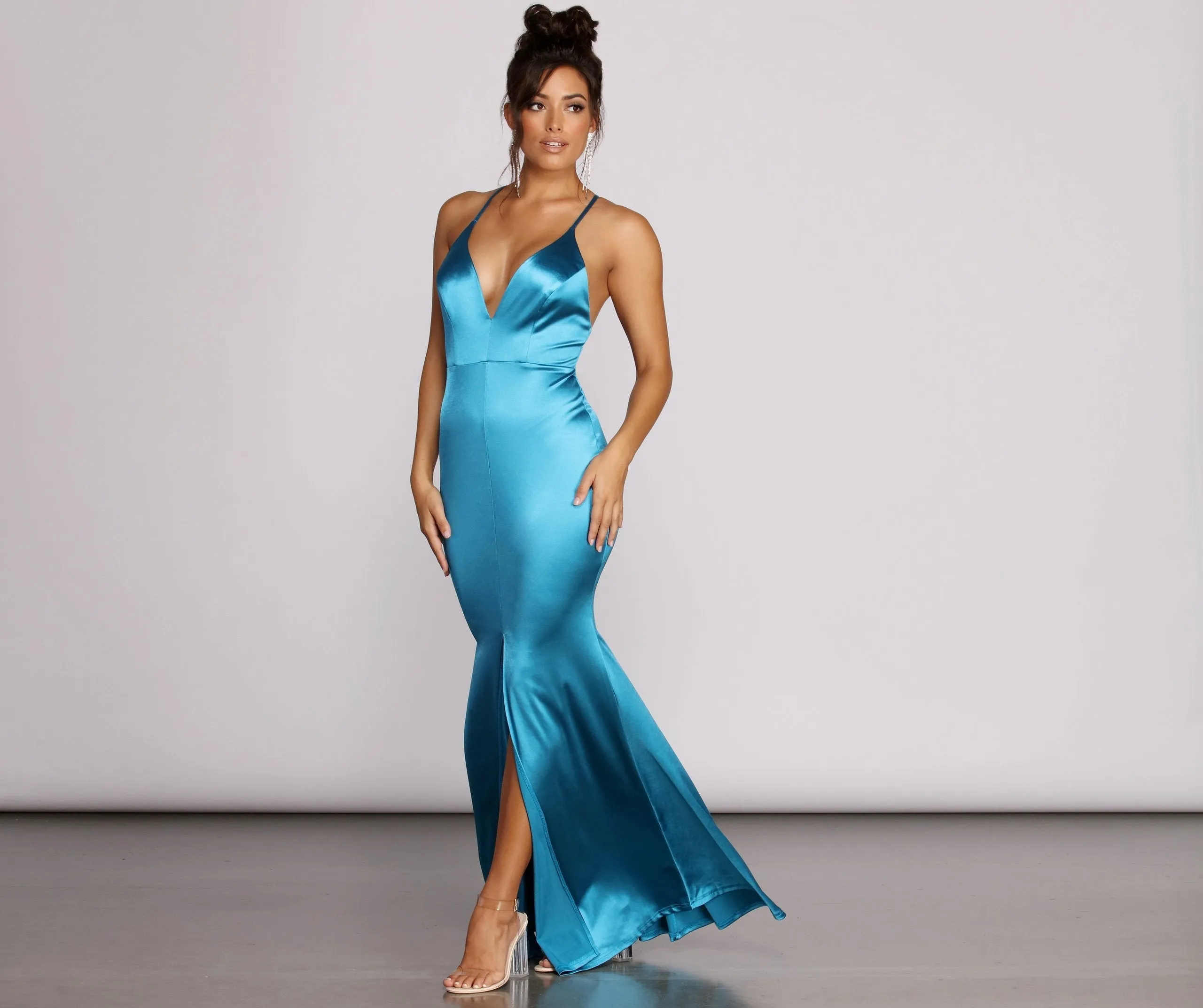 Raelynn Satin Stylish Cross Strap Dress