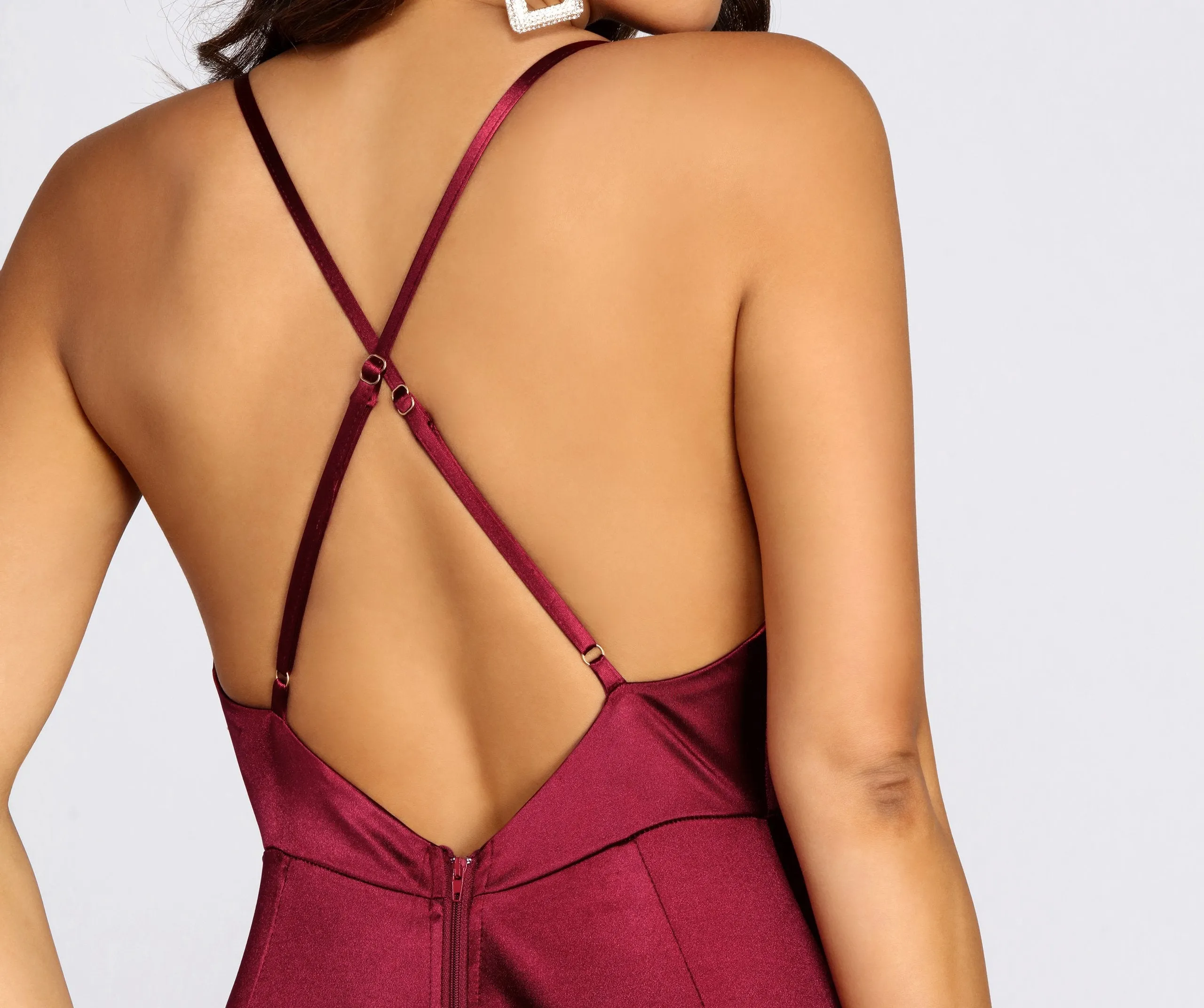 Raelynn Satin Stylish Cross Strap Dress