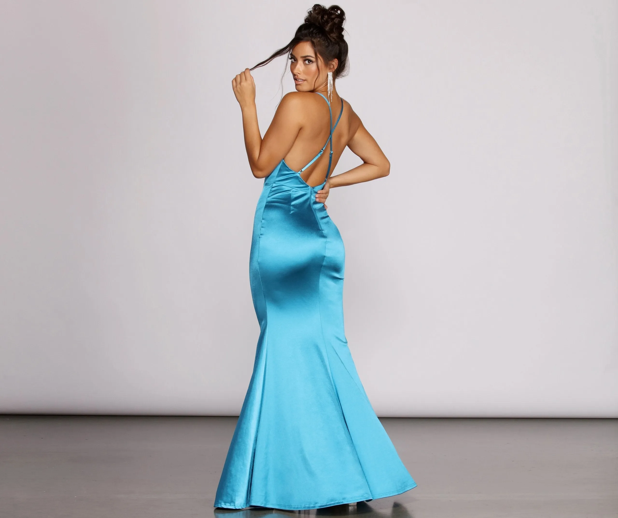 Raelynn Satin Stylish Cross Strap Dress