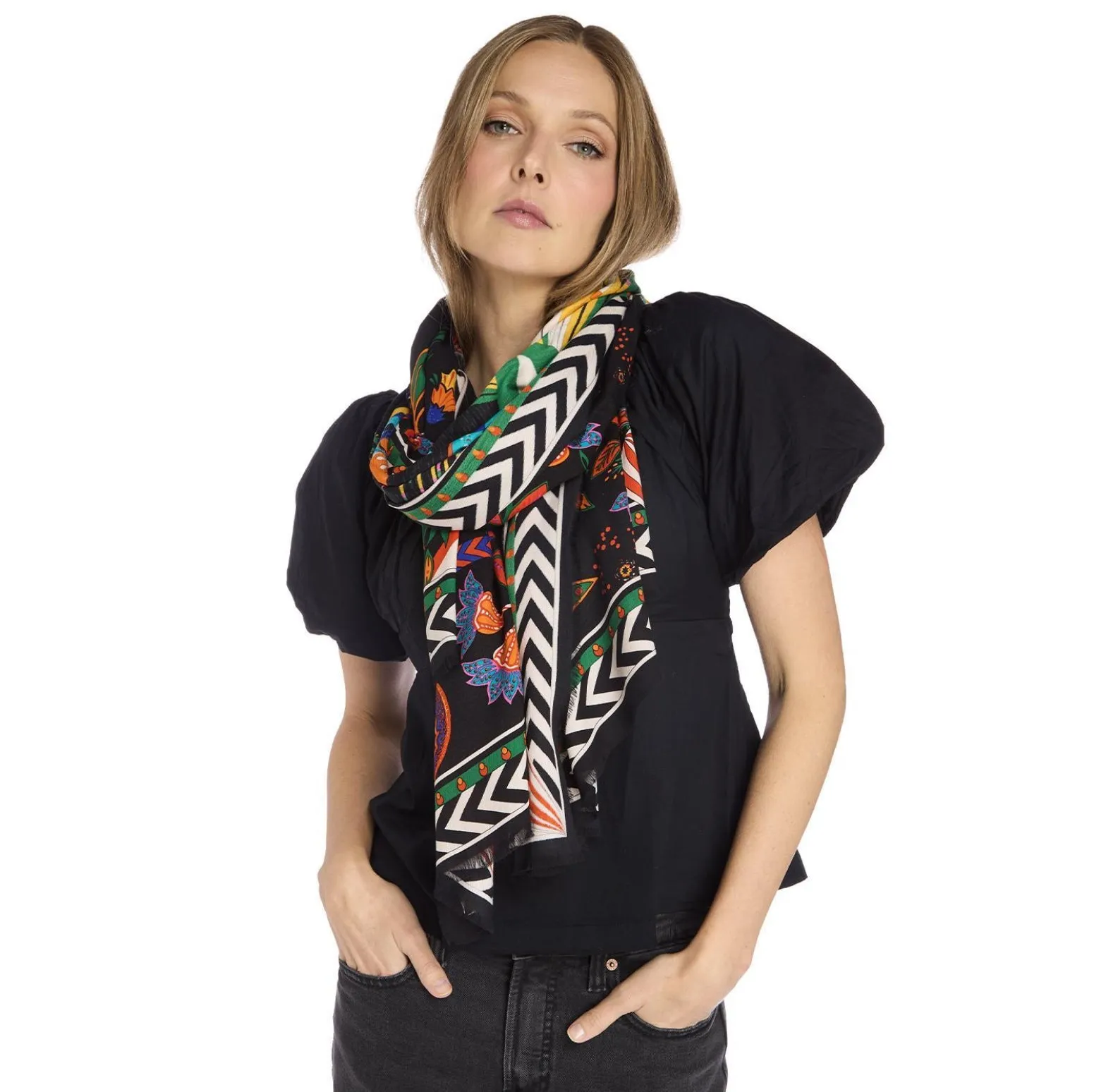 Rectangle Scarf / Magic India Black