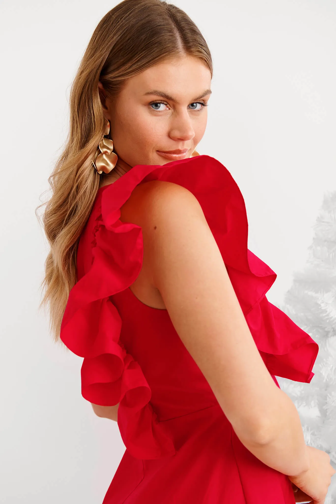 Red Cotton Maxi Dress - Irisa
