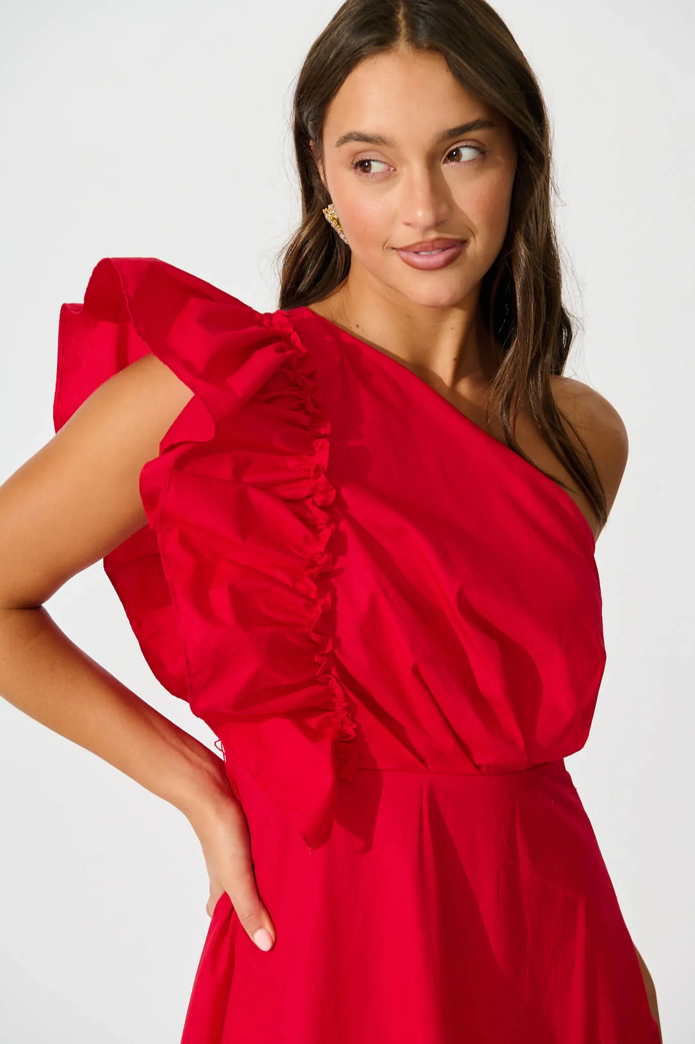 Red Cotton Maxi Dress - Irisa