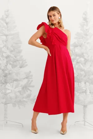 Red Cotton Maxi Dress - Irisa