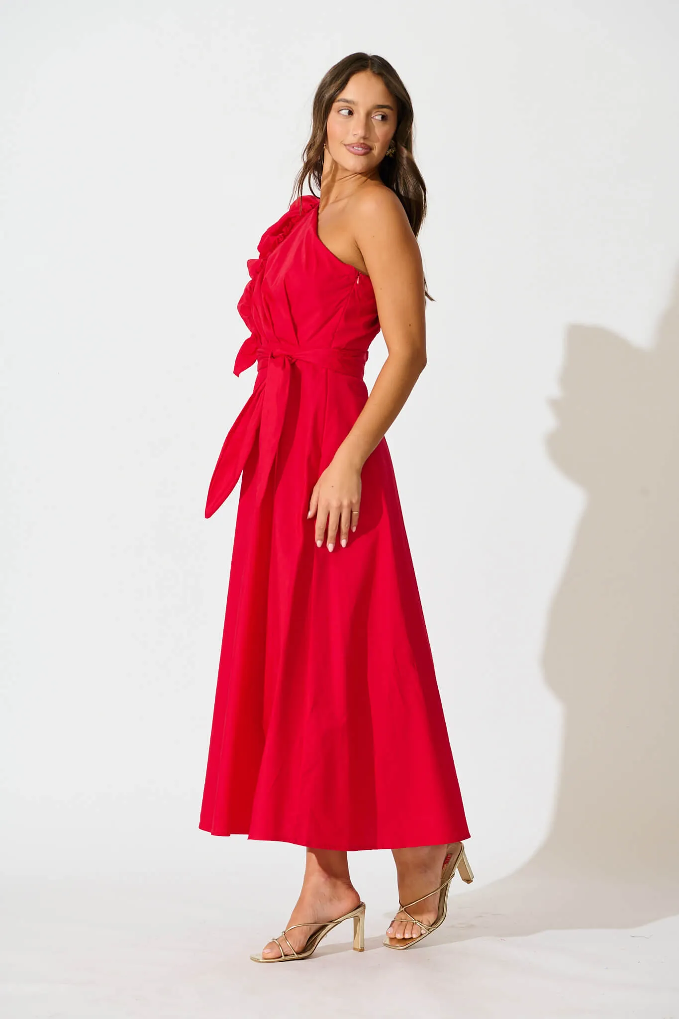 Red Cotton Maxi Dress - Irisa