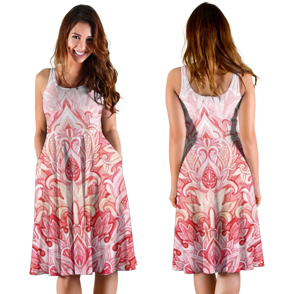 Red Mandala Midi Dress