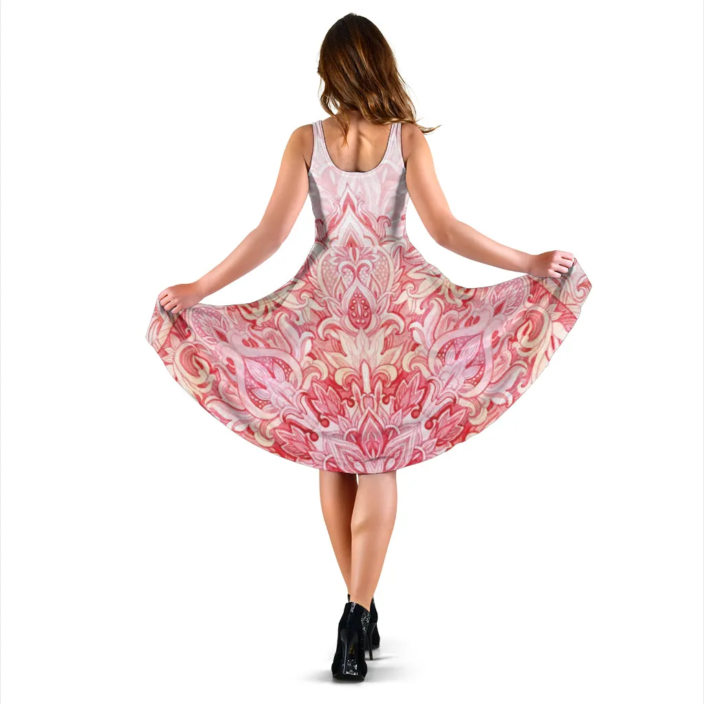 Red Mandala Midi Dress