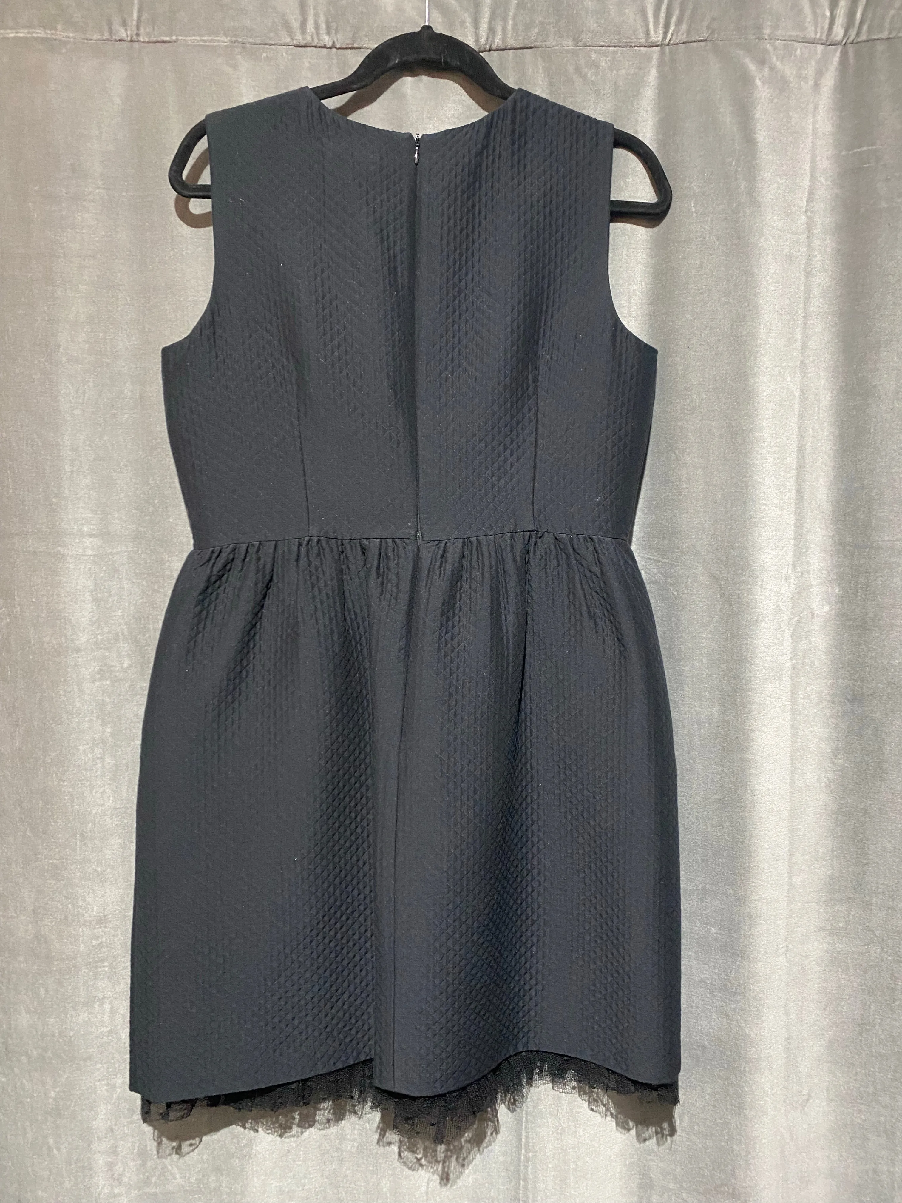 Red Valentino Sleeveless Quilted Dress with Flare and Lace Trim