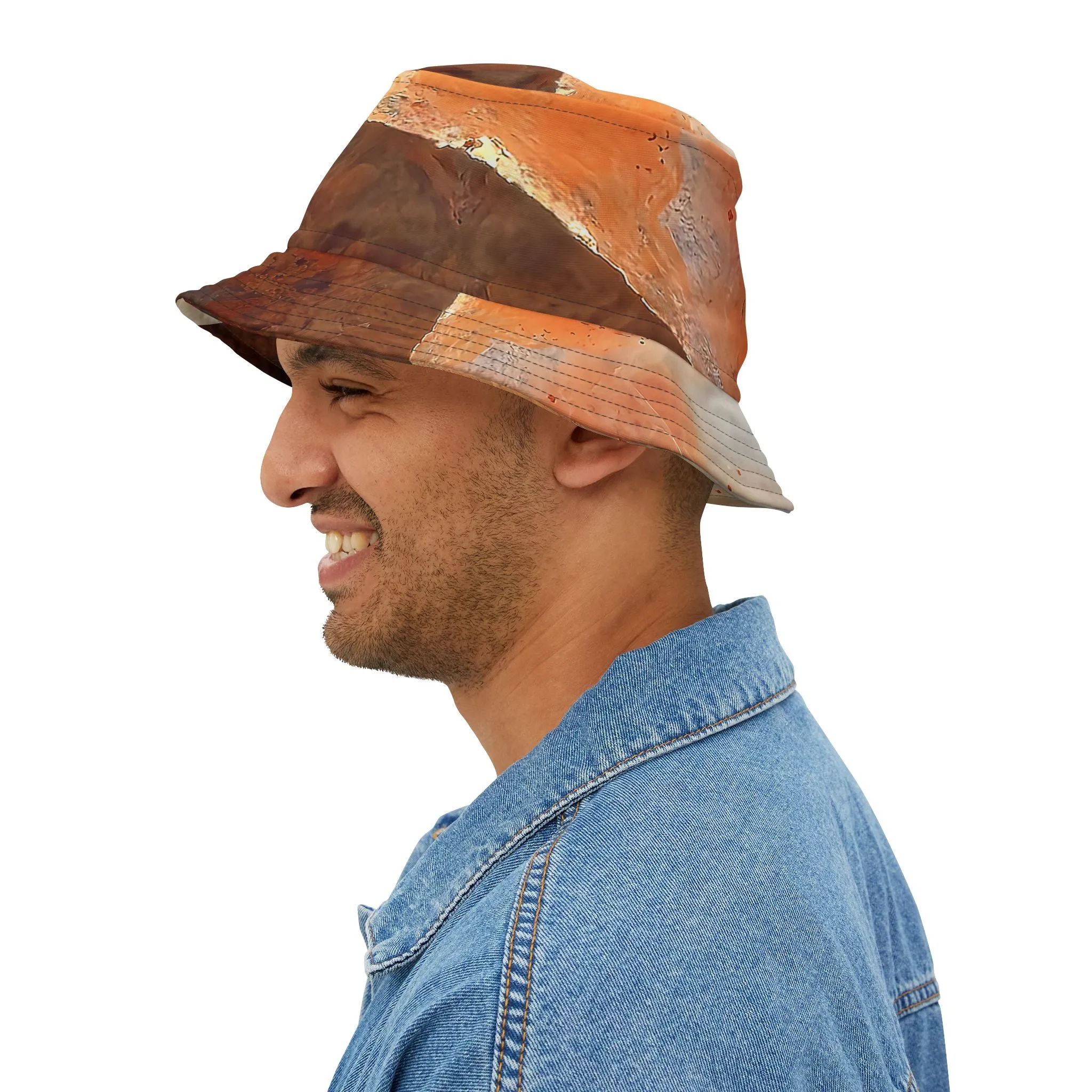 Rock Art-Inspired Floppy Bucket Hat –Plume Agate- Unique Tie-Dye Ish Design