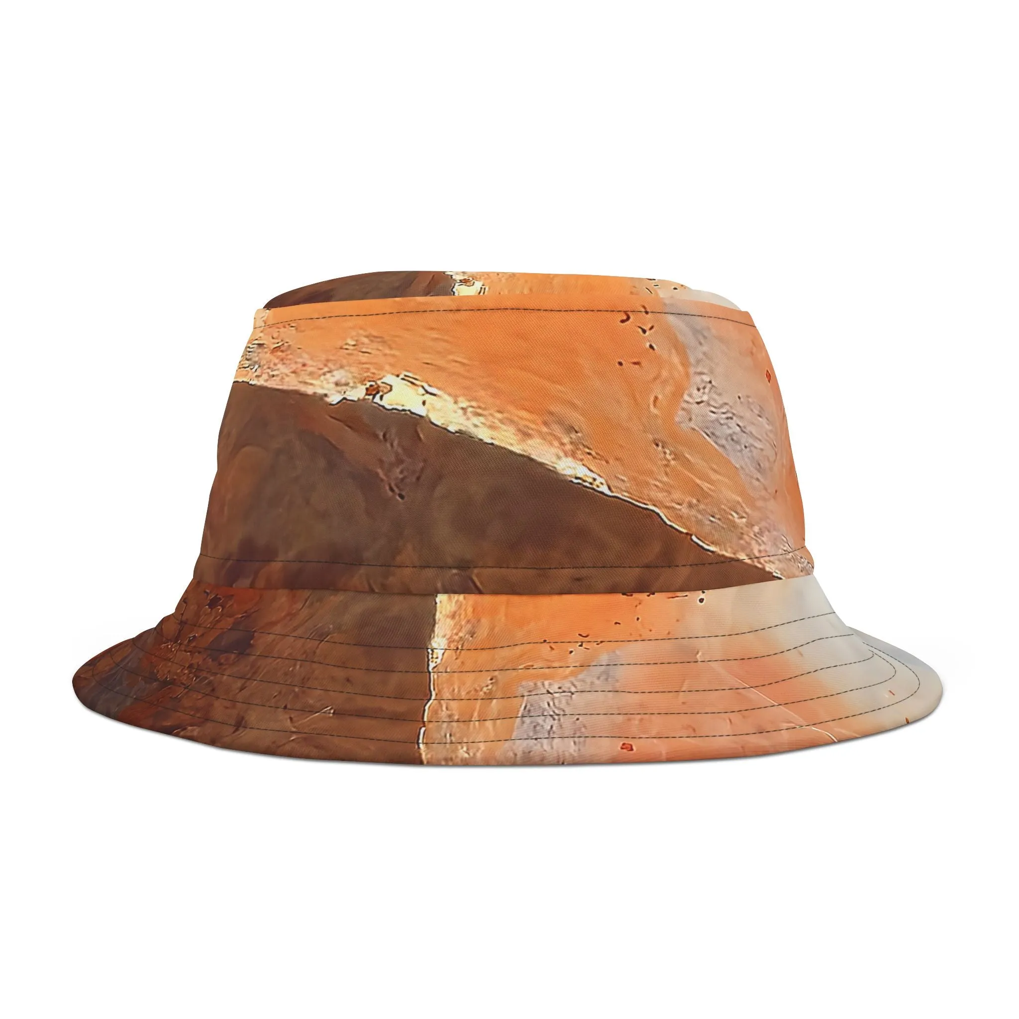 Rock Art-Inspired Floppy Bucket Hat –Plume Agate- Unique Tie-Dye Ish Design