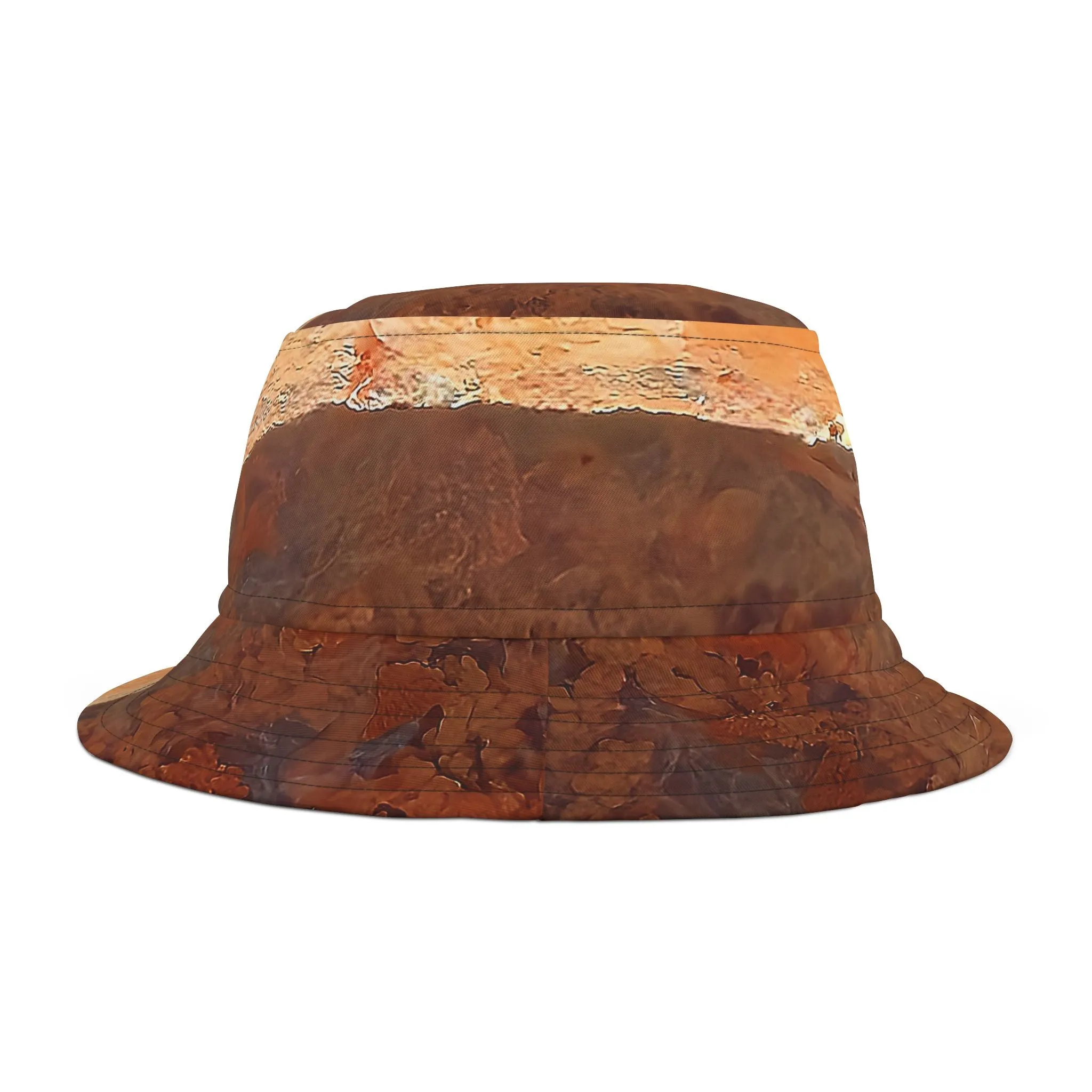 Rock Art-Inspired Floppy Bucket Hat –Plume Agate- Unique Tie-Dye Ish Design
