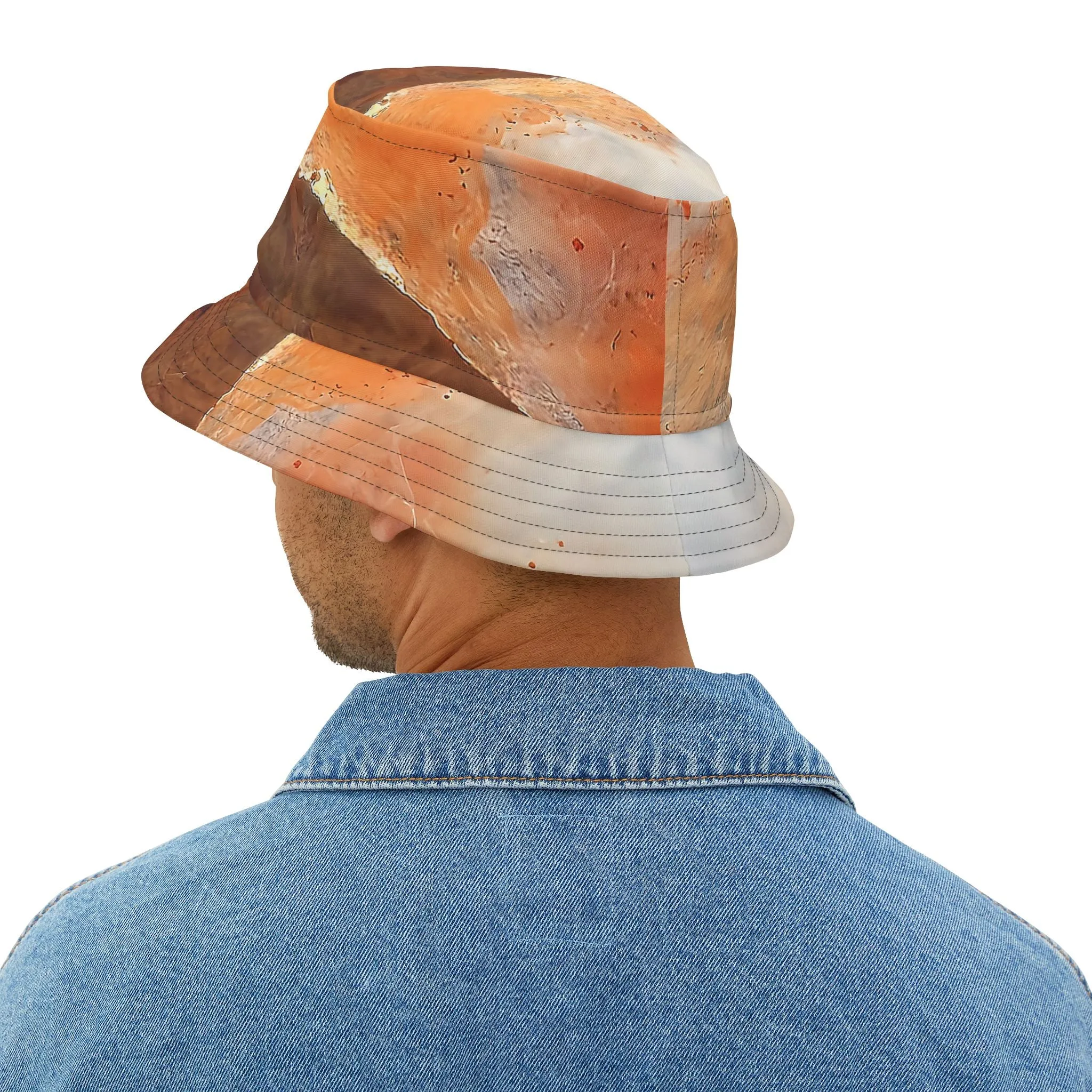 Rock Art-Inspired Floppy Bucket Hat –Plume Agate- Unique Tie-Dye Ish Design