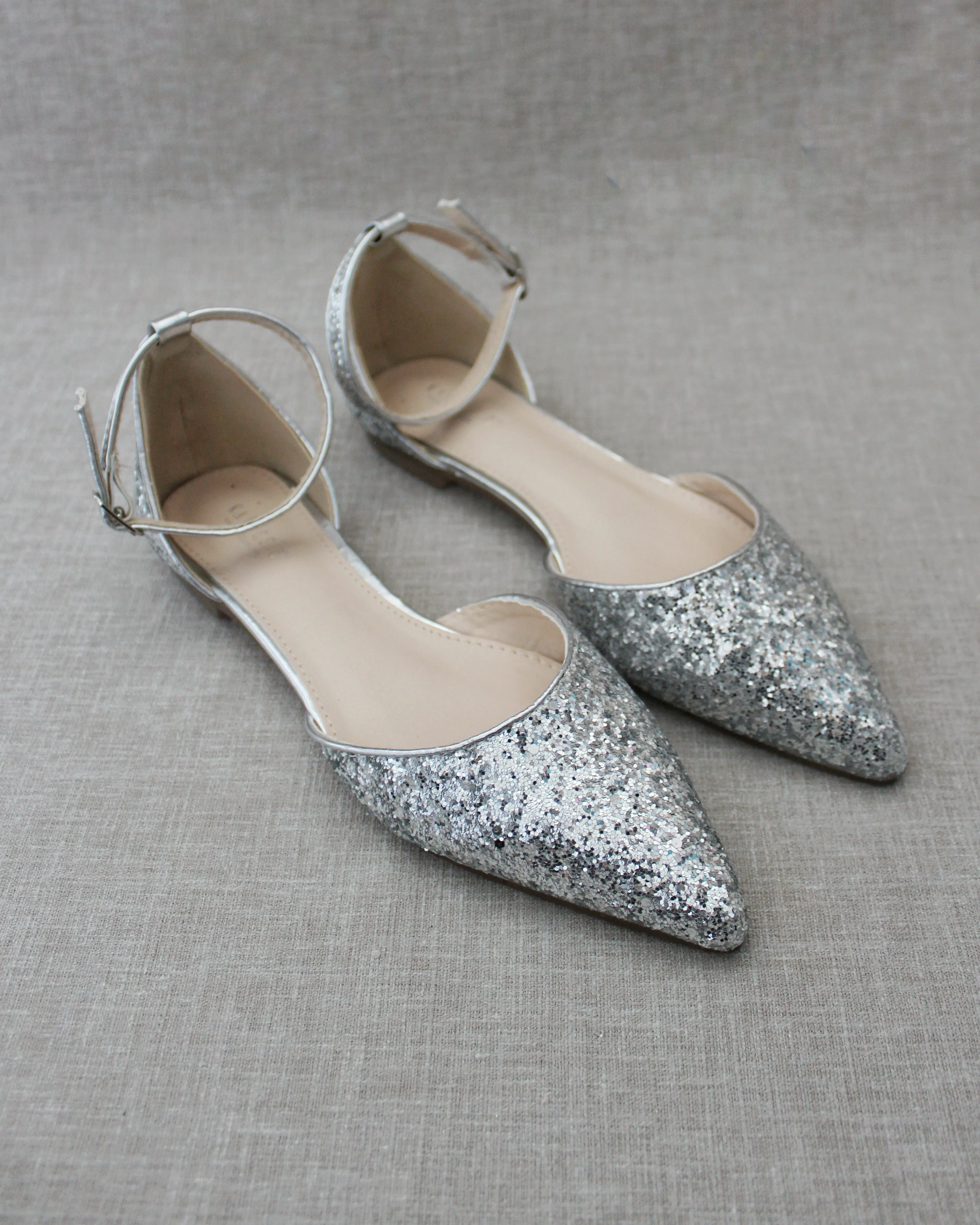 Rock Glitter Ankle Strap Flats