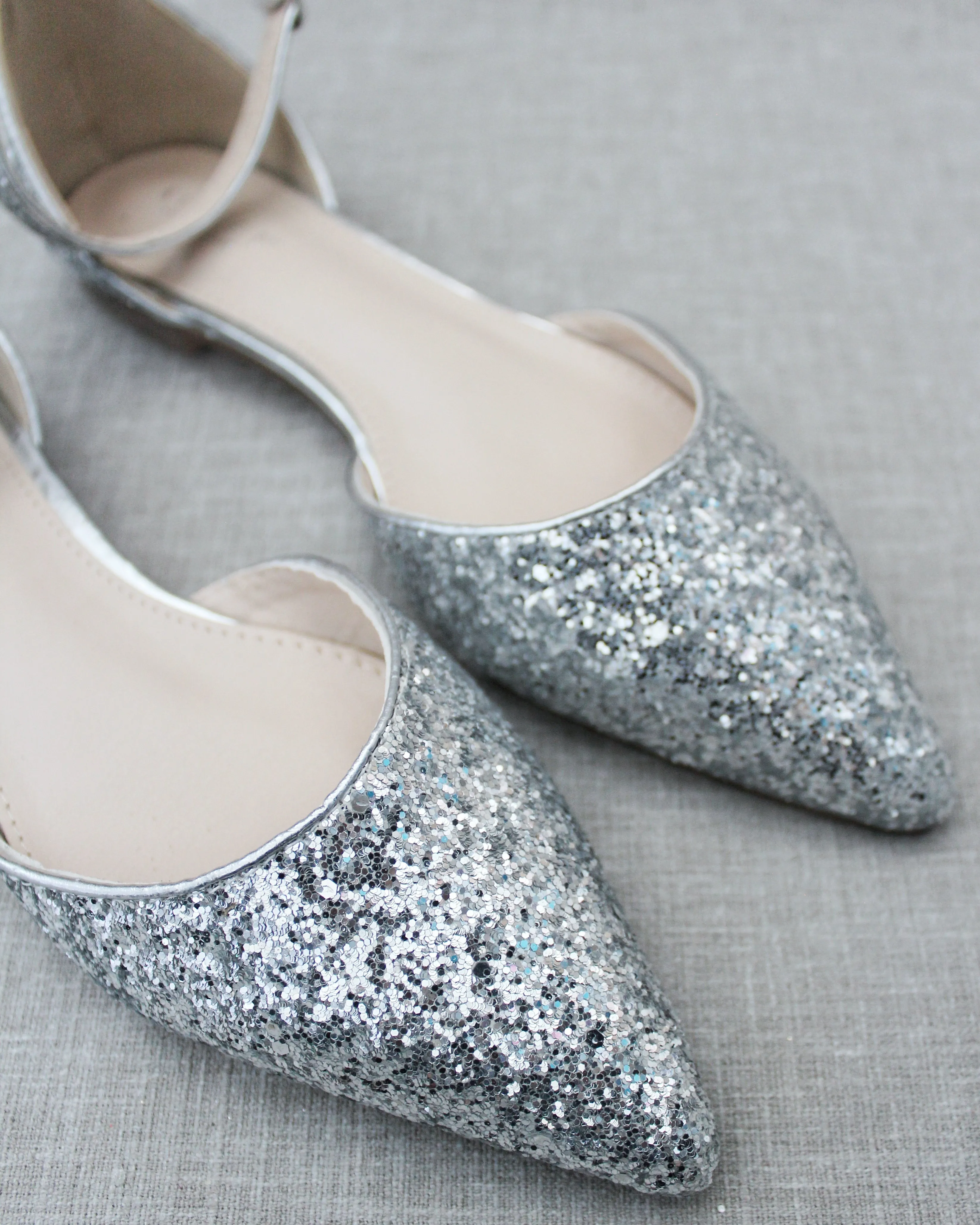Rock Glitter Ankle Strap Flats