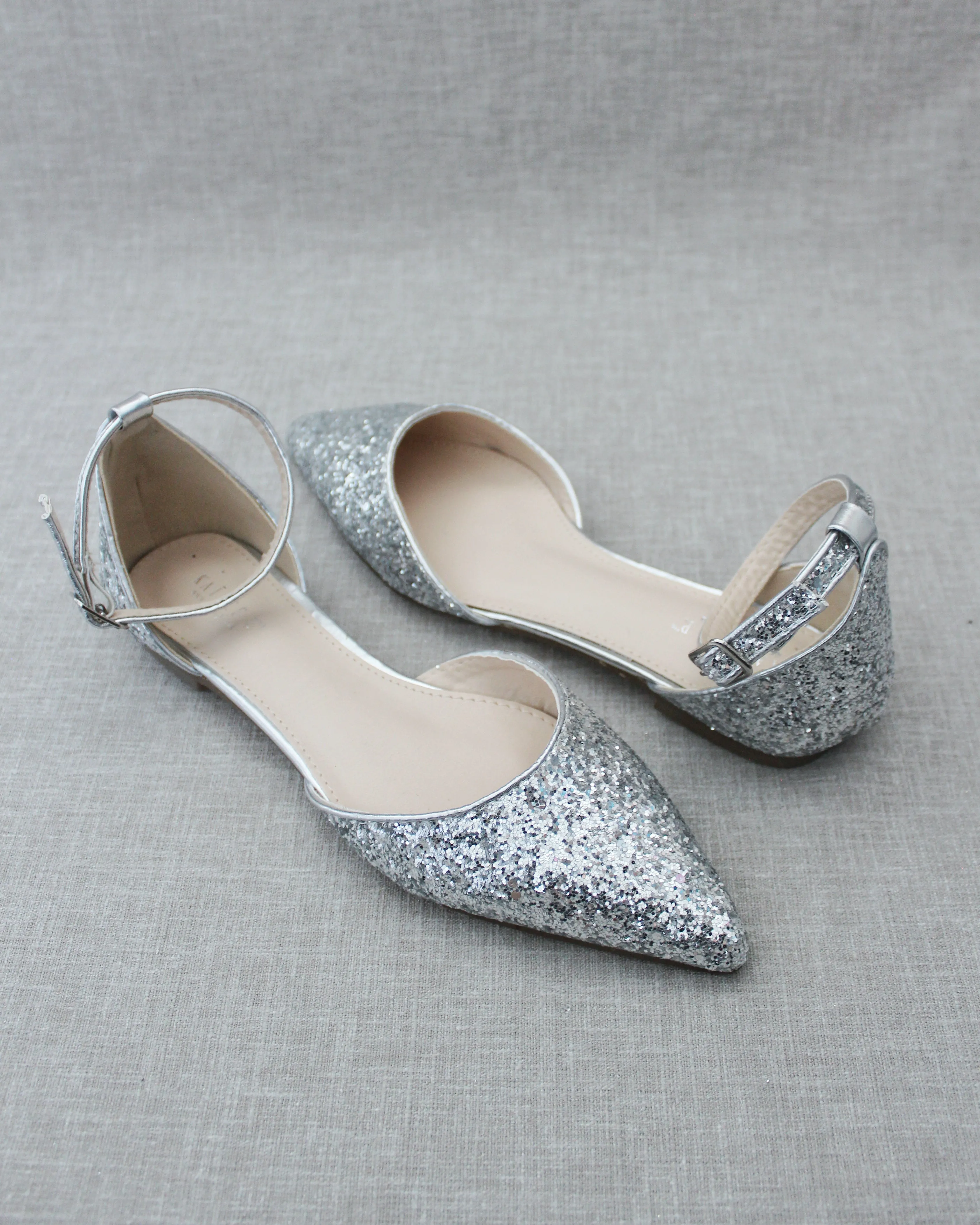 Rock Glitter Ankle Strap Flats