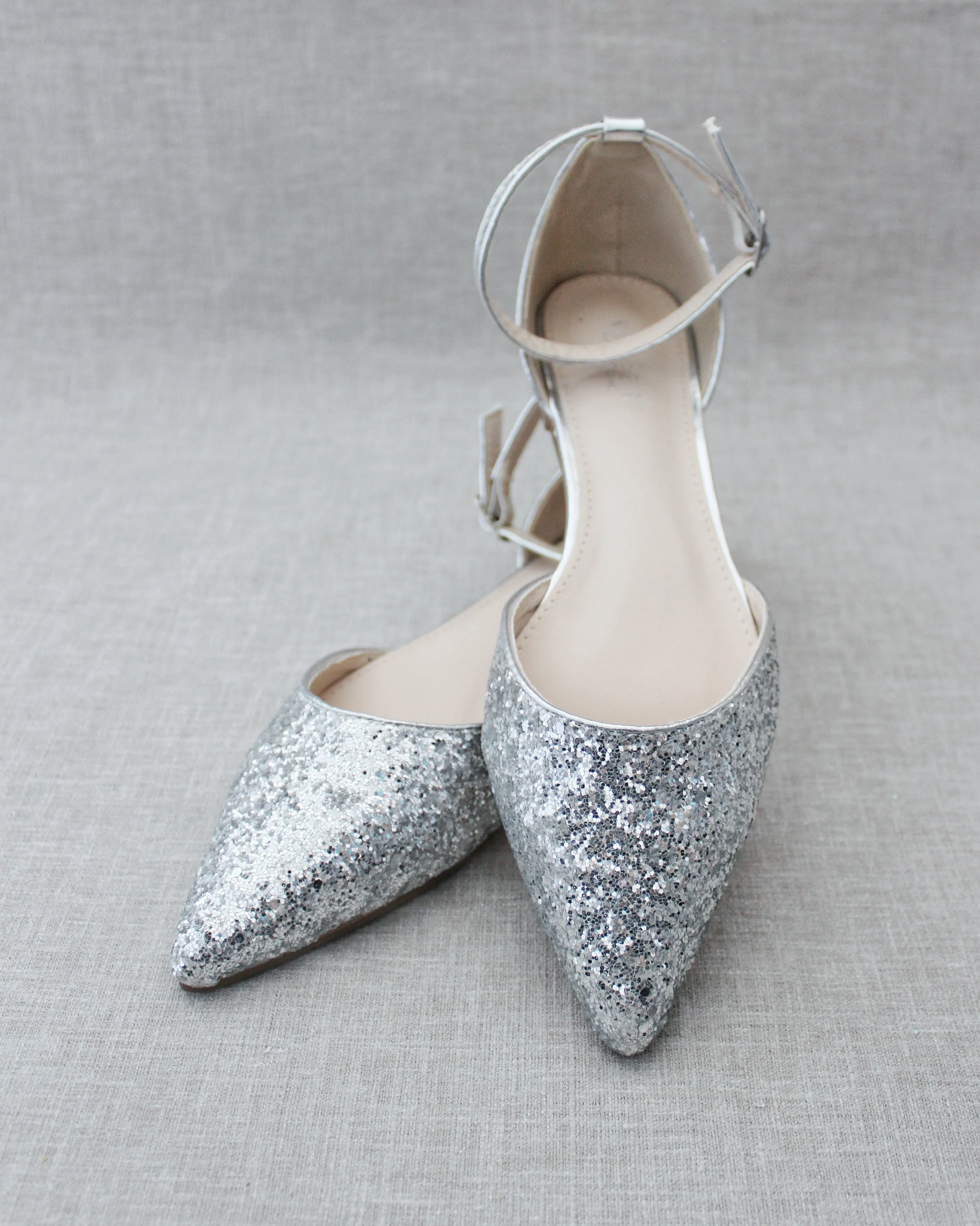 Rock Glitter Ankle Strap Flats