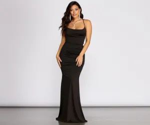 Rona Cowl Neck Charming Lace Up Back Dress