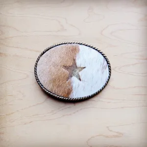 Rope Edge Hair-on-Hide Branded Leather Belt Buckle-Star 907g