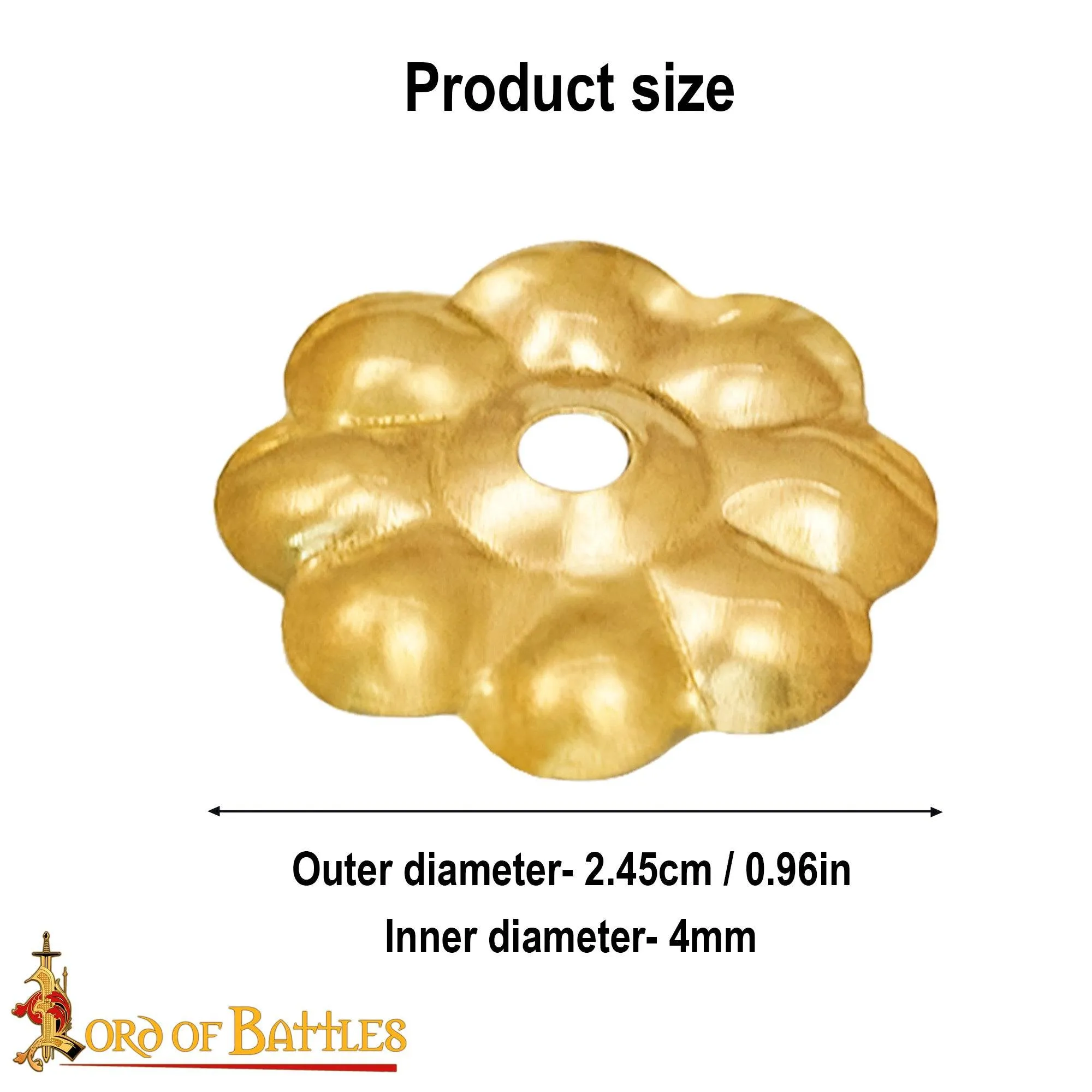 Round Medieval Brass Studs - 8 petals round flowers
