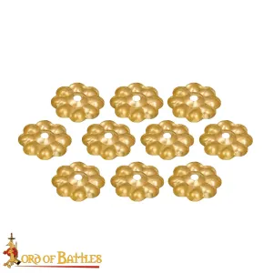 Round Medieval Brass Studs - 8 petals round flowers