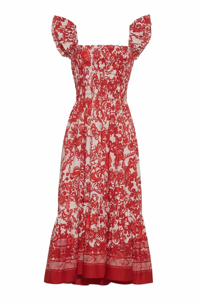 Ruby Dress in Dentelle Coral
