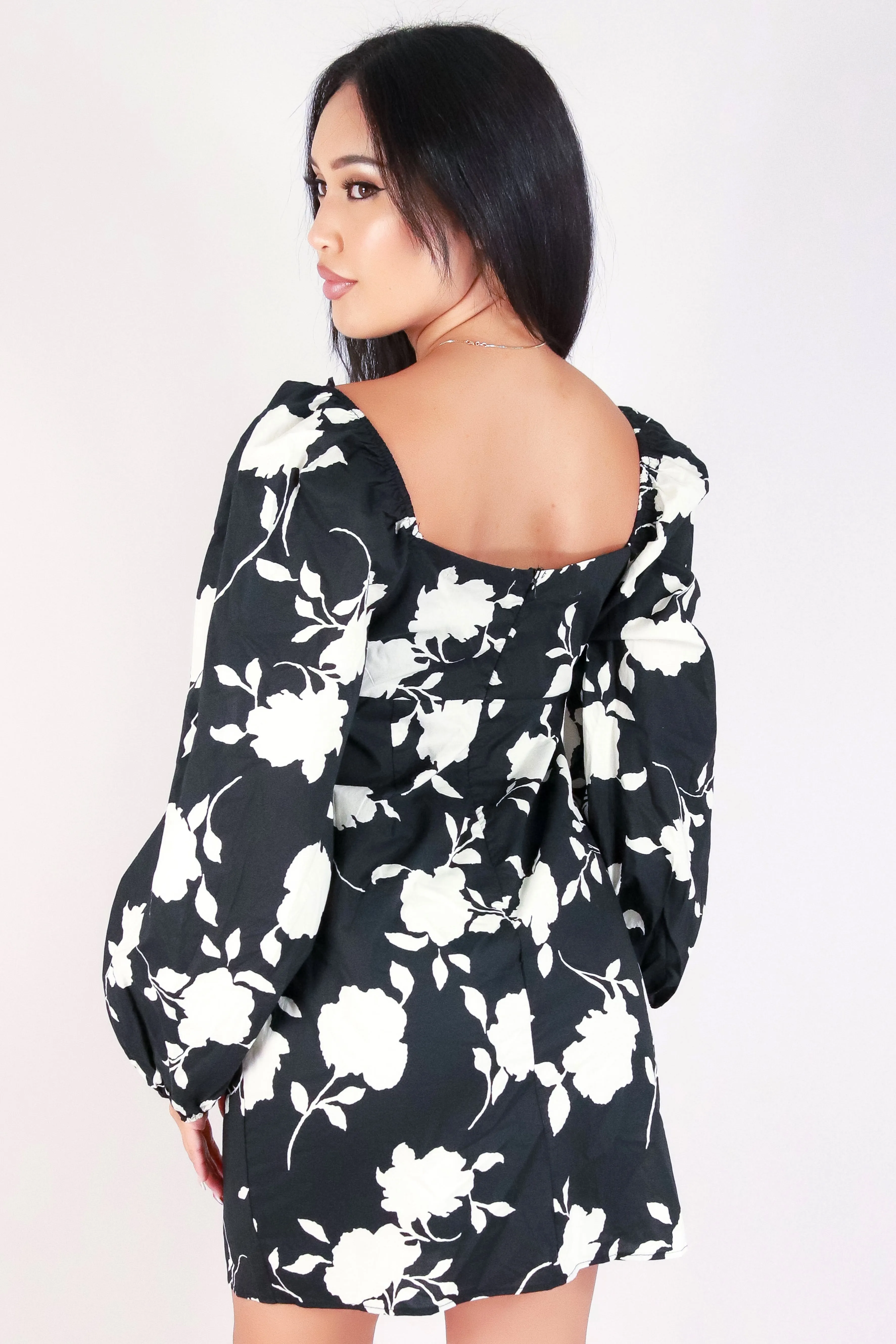 RUCHED FRONT FLORAL DRESS