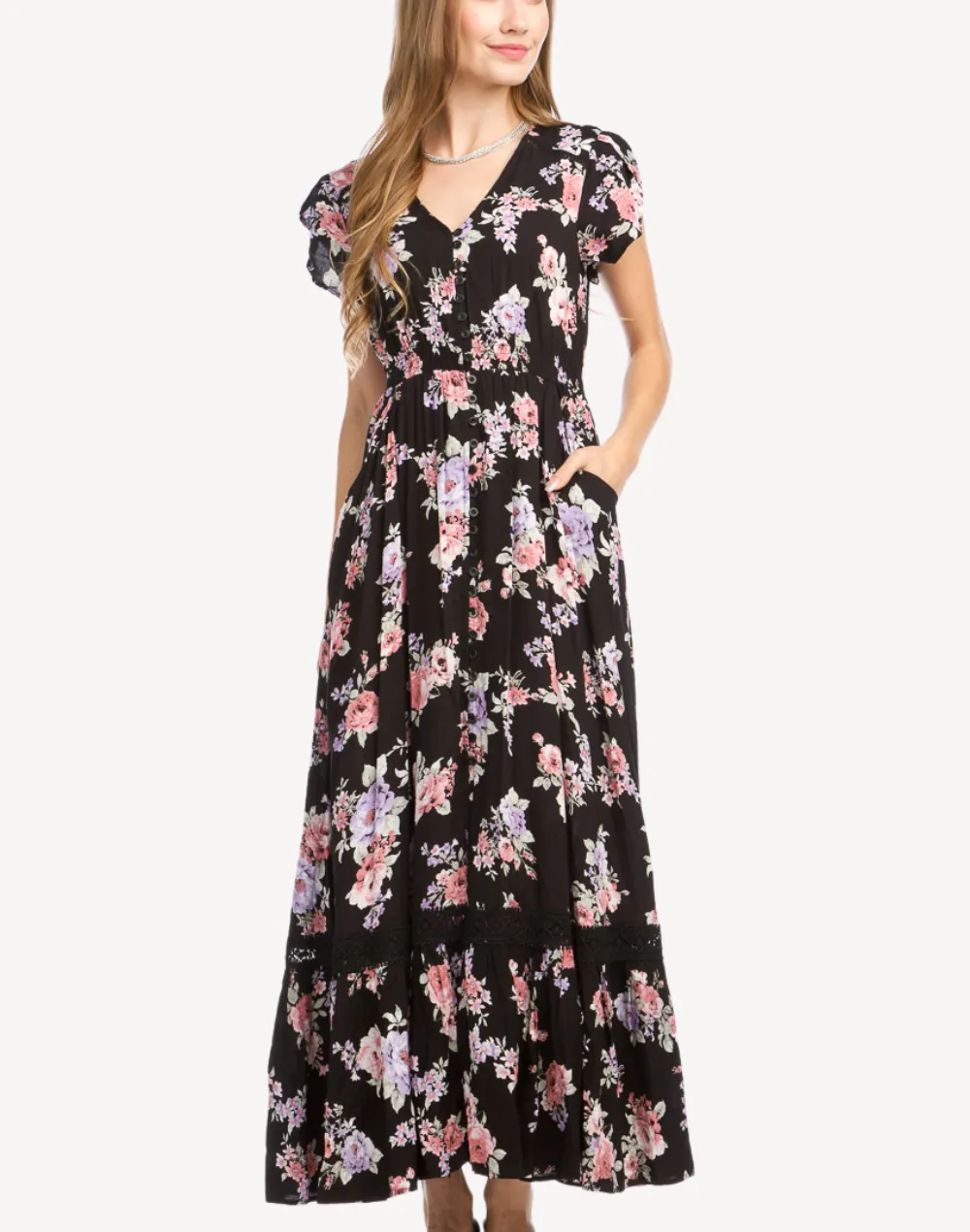 Ruffle Hem Maxi Dress