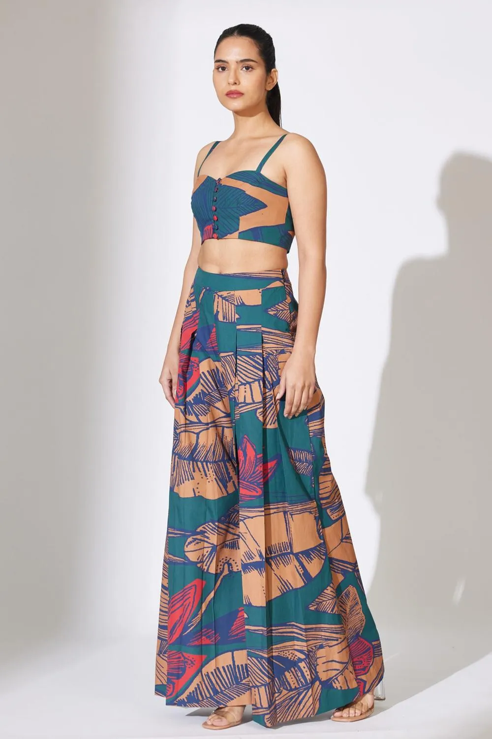 Rust, Blue And Red Floral Bustier