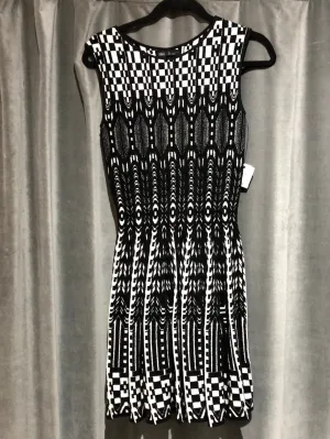 RVN Black and White Knit Stretch Fit and Flare Dress