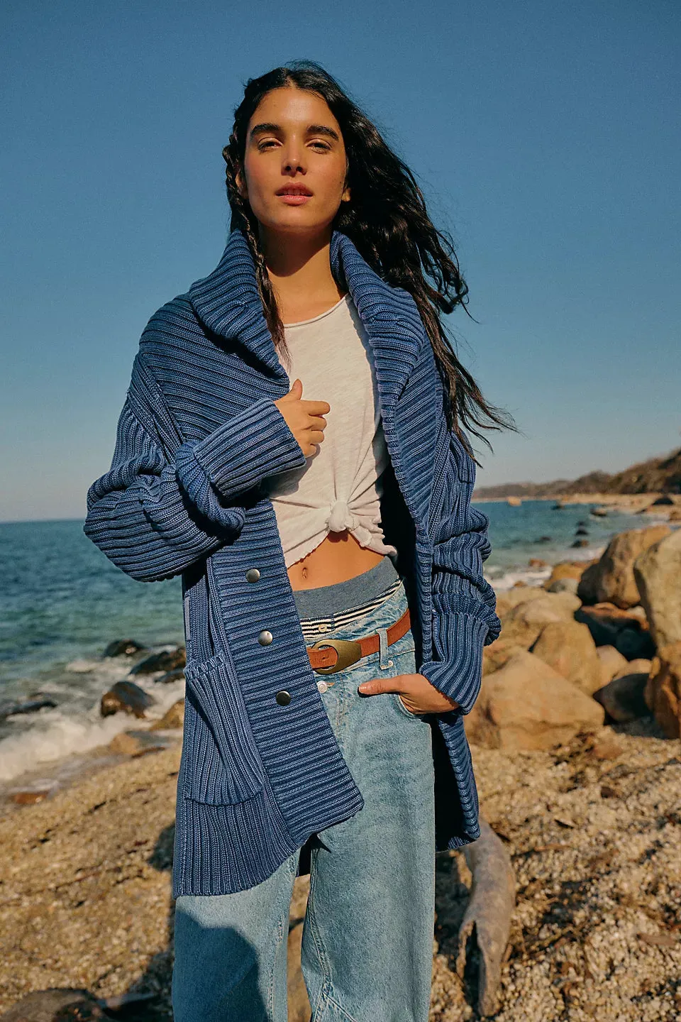 RYANNE LONG HAUL CARDIGAN-NAVY