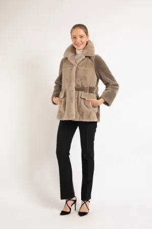 SAND BEIGE MINK & LAMB  FUR JACKET
