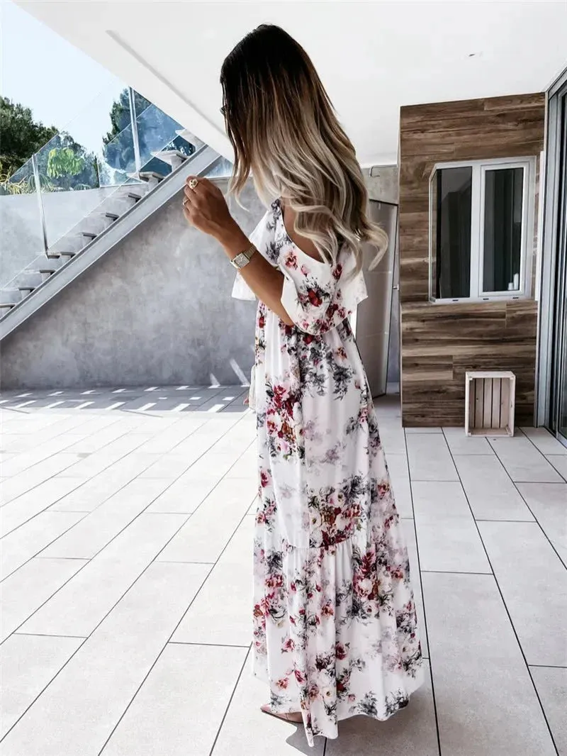 Santana - Stylish Floral Off Shoulder Woman's Maxi Dress