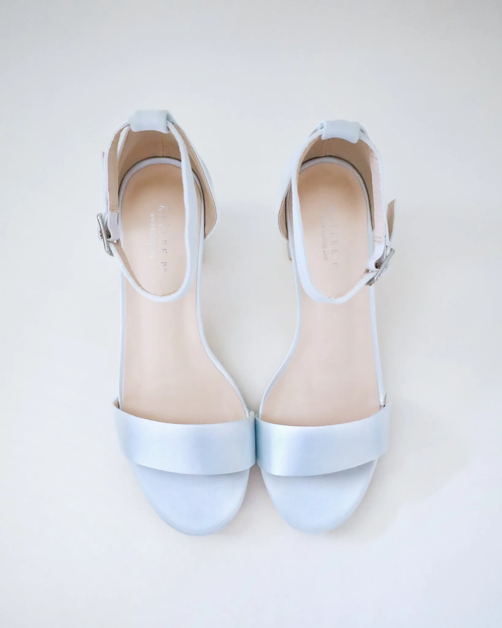 Satin Block Heel Sandals with Ankle Strap