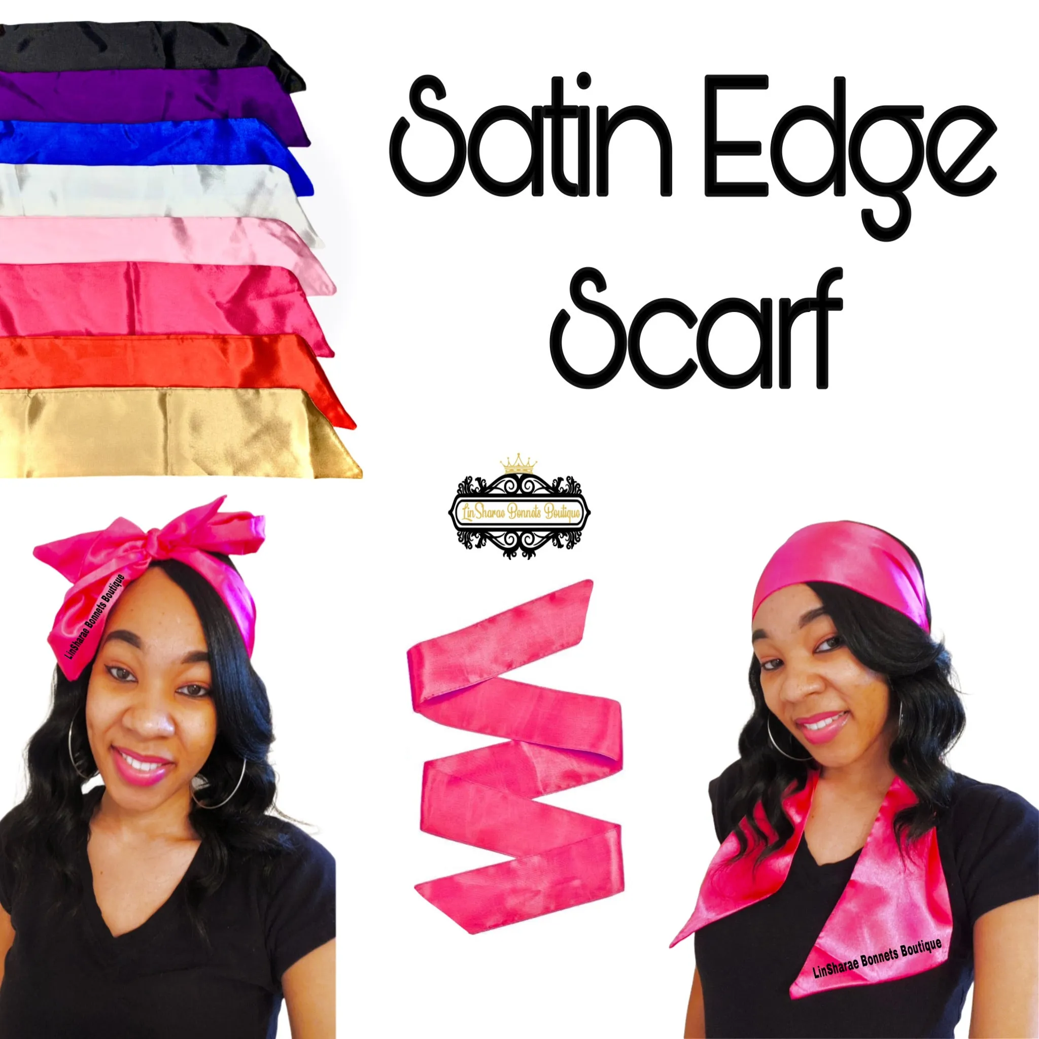 Satin Edge Scarf | Headband | Satin Scarf |  Satin Headwrap | Satin Wig Headband | Edge protector Scarfs | Laying Down Edges Scarf