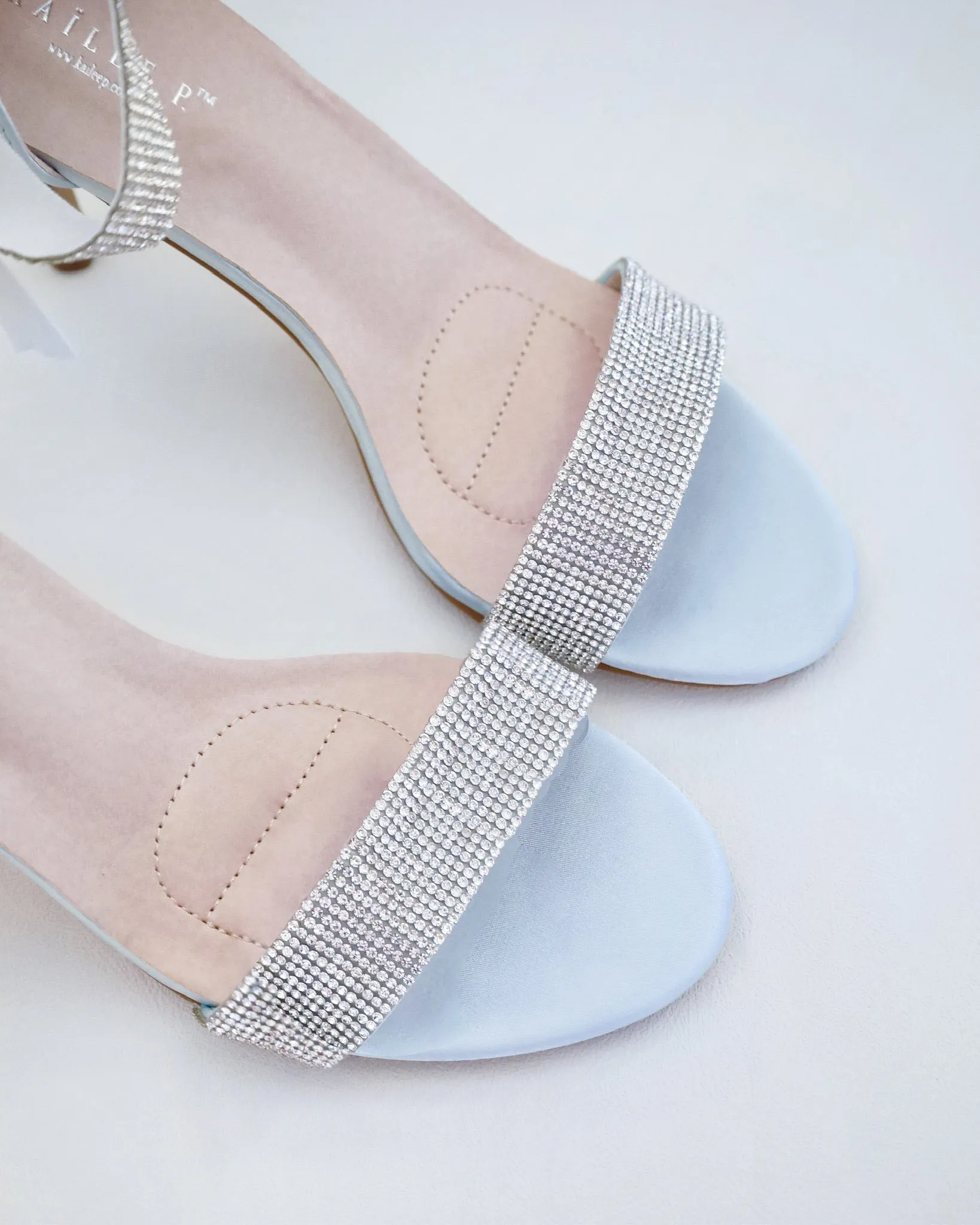 Satin High Heel Wedding Sandals with Rhinestones Strap