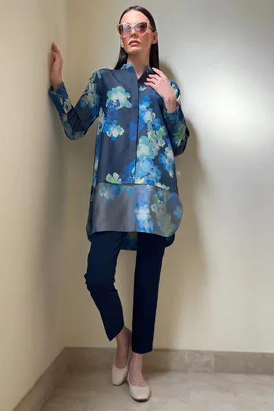 Sea Green Floral Printed Classic Tunic