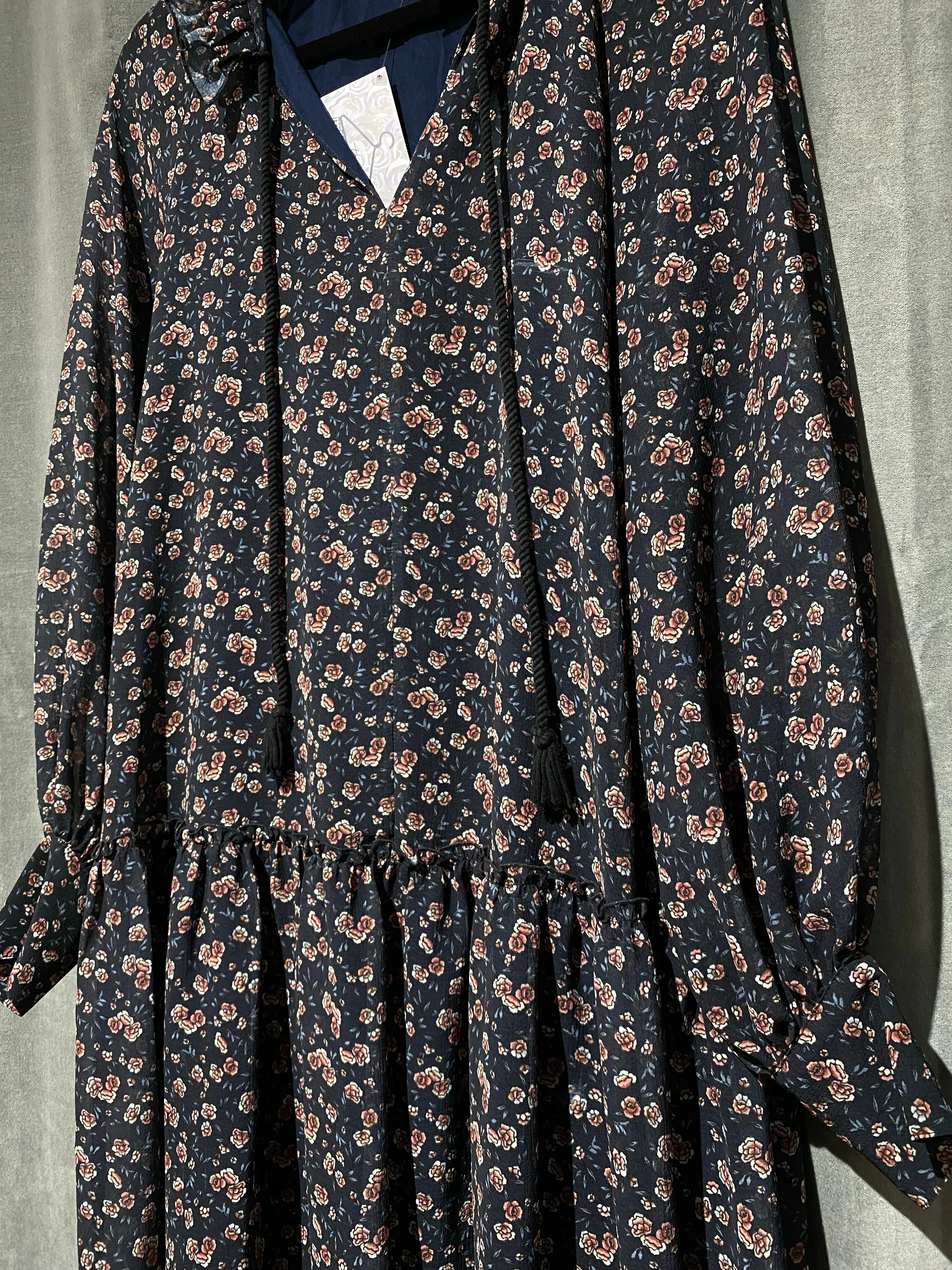 See By Chloe Floral 3/4 Sleeve Ruffle Bottom Lace trim Dress