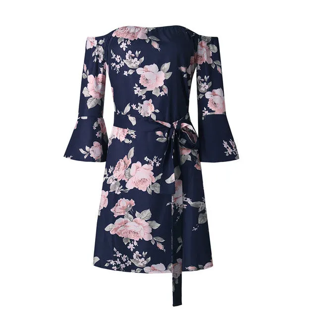 Sexy Backless Floral Print  Dress Multiple Designs