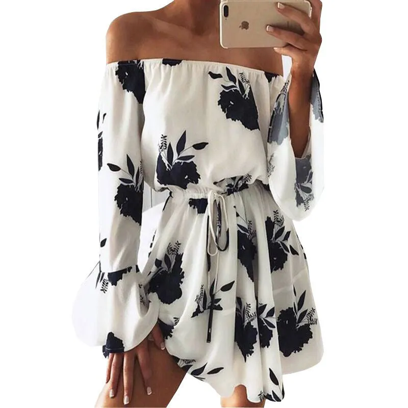 Sexy Backless Floral Print  Dress Multiple Designs