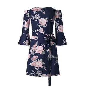 Sexy Backless Floral Print  Dress Multiple Designs