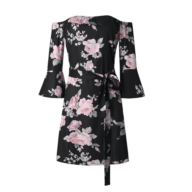 Sexy Backless Floral Print  Dress Multiple Designs