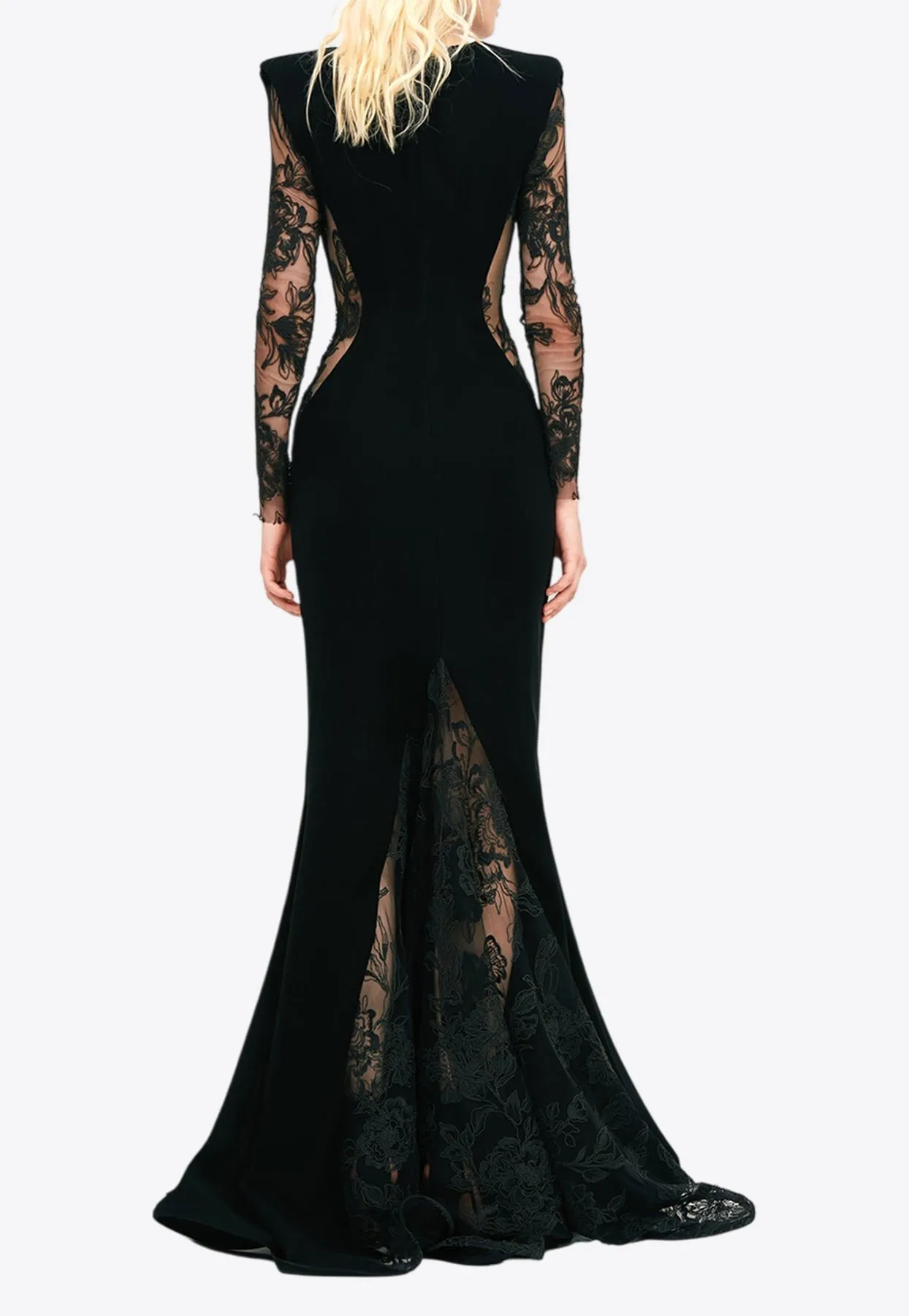 Sheer Paneled Maxi Mermaid Dress